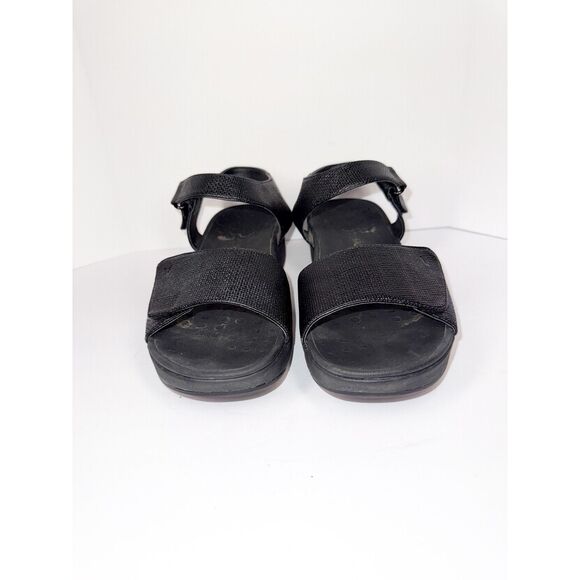 Vionic Raz Metallic Sandals Wedge Comfort Casual Adjustable Straps Black Size 9 - Picture 4 of 16